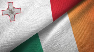 Malta ve İrlanda iki bayraklar tekstil kumaş, kumaş doku