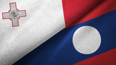 Malta ve Laos iki bayrak tekstil bezi.
