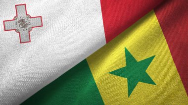 Malta ve Senegal iki bayraklar tekstil kumaş, kumaş doku