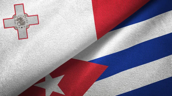 Malta and Cuba two flags textile cloth, fabric texture