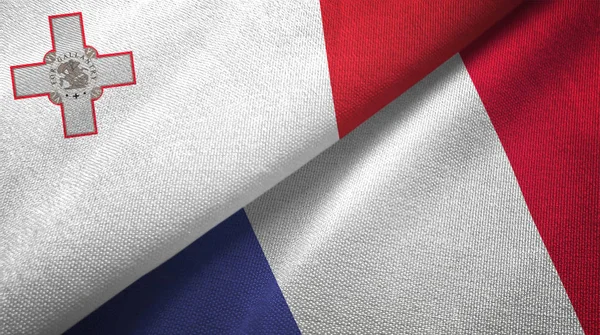 Malta and France two flags textile cloth, fabric texture