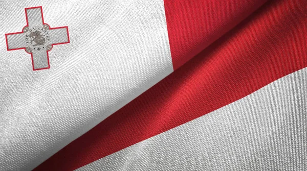 Malta and Indonesia two flags textile cloth, fabric texture