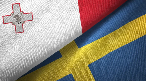 Malta and Sweden two flags textile cloth, fabric texture