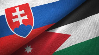 Slovakya ve Ürdün iki bayrak tekstil kumaş, kumaş doku