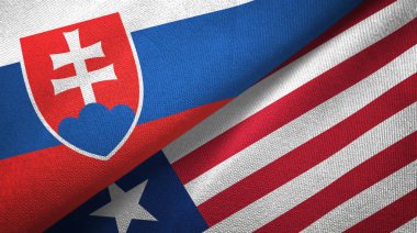 Slovakya ve Liberya iki bayrak tekstil kumaş, kumaş doku