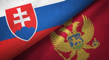 Slovakya ve Karadağ iki bayrak tekstil kumaş, kumaş doku