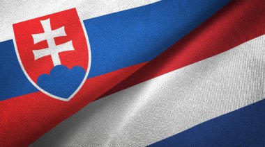 Slovakya ve Hollanda iki bayrak tekstil kumaş, kumaş doku