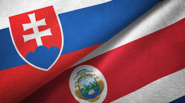 Slovakia and Costa Rica two flags textile cloth, fabric texture — Stock Photo, Image