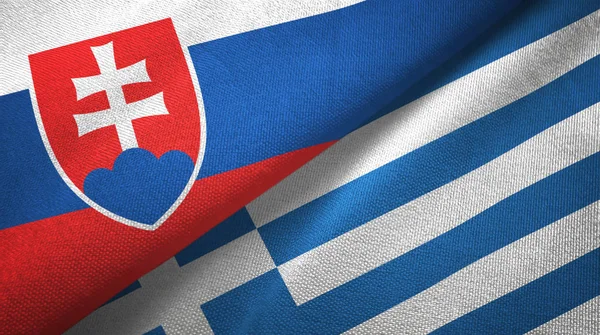 Словаччина і Греція два прапори текстильна тканина, текстура тканини — стокове фото
