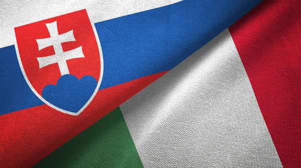 Slovakia and Italy two flags textile cloth, fabric texture