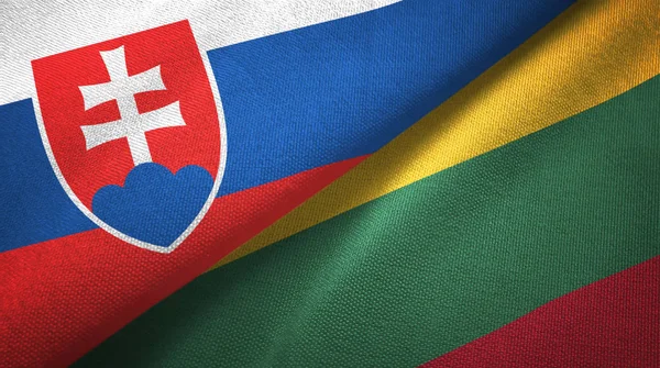 Словаччина і Литва два прапори текстильна тканина, текстура тканини — стокове фото