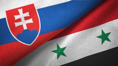 Slovakya ve Suriye iki bayrak tekstil kumaş, kumaş doku