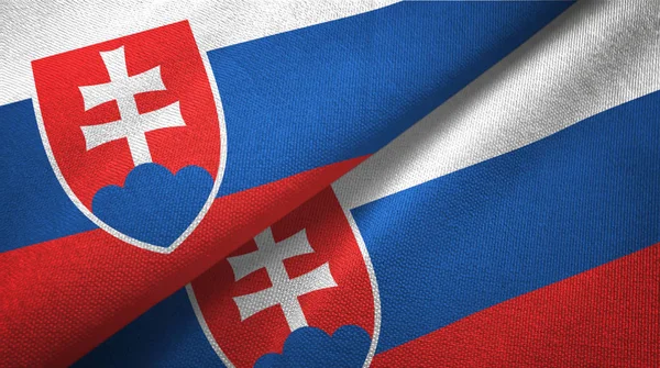 Eslovaquia dos banderas tela textil, textura de la tela — Foto de Stock