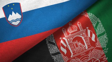 Slovenya ve Afganistan iki bayraktekstil kumaş, kumaş doku 