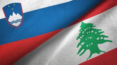 Slovenya ve Lübnan iki bayrak tekstil kumaş, kumaş doku