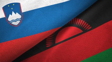 Slovenya ve Malavi iki bayrak tekstil kumaş, kumaş doku