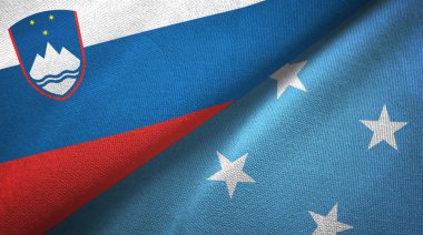 Slovenya ve Mikronezya iki bayraktekstil kumaş, kumaş doku