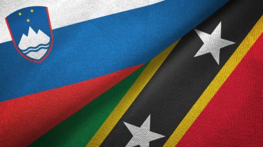 Slovenya ve Saint Kitts ve Nevis iki bayraklar tekstil kumaş, kumaş doku