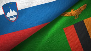 Slovenya ve Zambiya iki bayraktekstil kumaş, kumaş doku