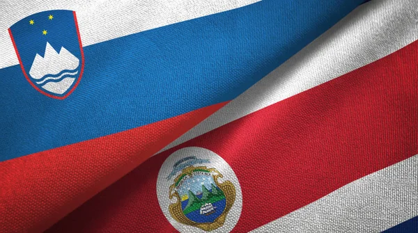 Eslovenia y Costa Rica dos banderas tela textil, textura de la tela — Foto de Stock
