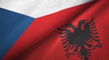 Çek Cumhuriyeti ve Arnavutluk iki bayraktekstil kumaş, kumaş doku 