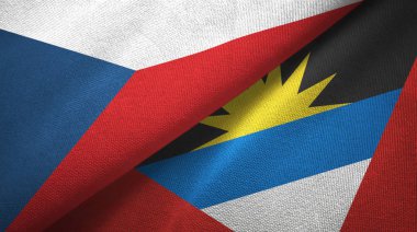 Çek Cumhuriyeti ve Antigua ve Barbuda iki bayraktekstil kumaş, kumaş doku 