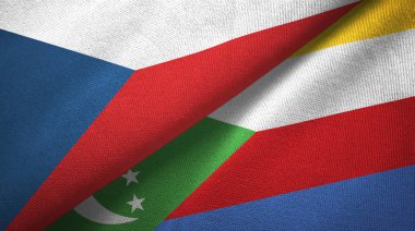 Çek Cumhuriyeti ve Komorlar iki bayrak tekstil kumaş, kumaş doku