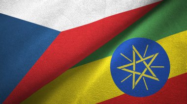 Çek Cumhuriyeti ve Etiyopya iki bayraktekstil kumaş, kumaş doku