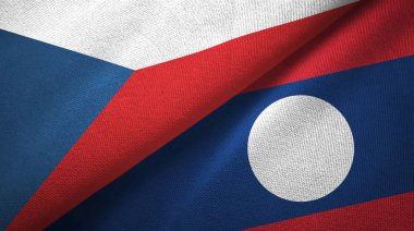 Çek Cumhuriyeti ve Laos iki bayrak tekstil bezi.