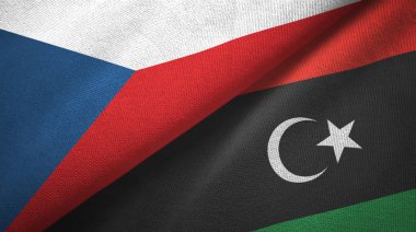 Çek Cumhuriyeti ve Libya iki bayrak tekstil kumaş, kumaş doku
