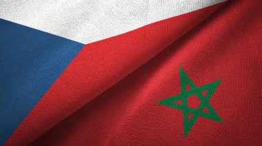 Çek Cumhuriyeti ve Fas iki bayraklar tekstil kumaş, kumaş doku