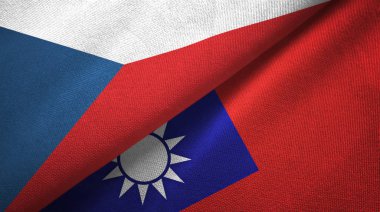 Çek Cumhuriyeti ve Tayvan iki bayraktekstil kumaş, kumaş doku