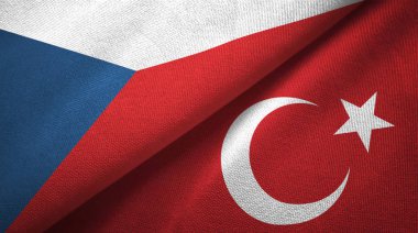 Çek Cumhuriyeti ve Türkiye iki bayraklı tekstil kumaş, kumaş doku