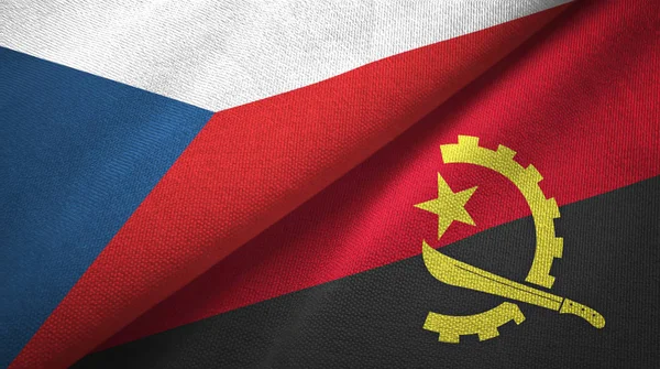 チェコ共和国とアンゴラ2つの旗織物布、生地の質感 — ストック写真