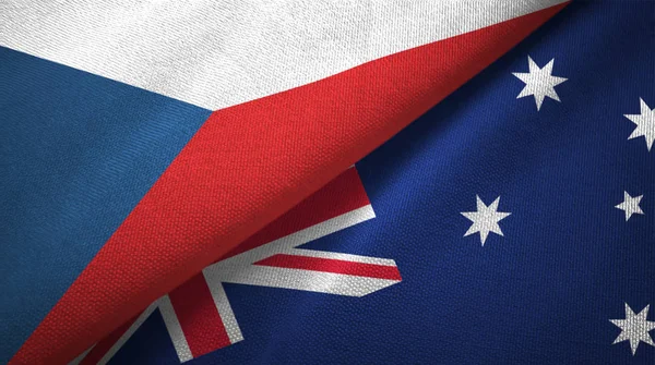 Czech Republic and Australia two flags textile cloth, fabric texture — Stock Photo, Image