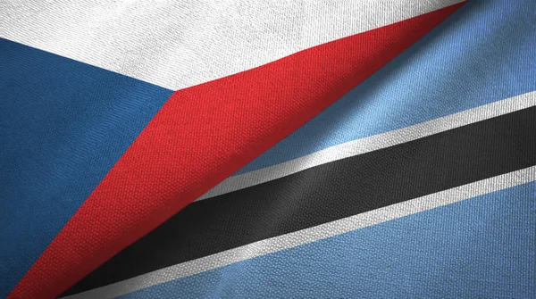 Τσεχική Δημοκρατία και Μποτσουάνα δύο σημαίες ύφασμα υφασμάτων, υφή υφάσματος — Φωτογραφία Αρχείου