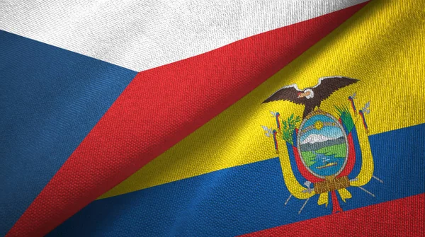 Cseh Köztársaság és Ecuador két zászlókat textil ruhával, szövet textúra — Stock Fotó
