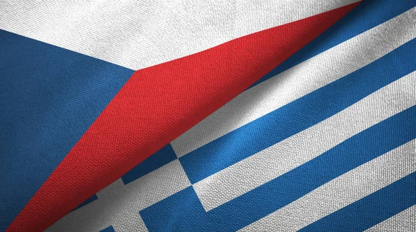 Tschechische Republik und Griechenland zwei Flaggen Textilstoff, Textur — Stockfoto