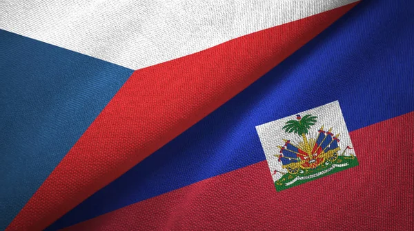 Çek Cumhuriyeti ve Haiti iki bayraklar tekstil kumaş, kumaş doku