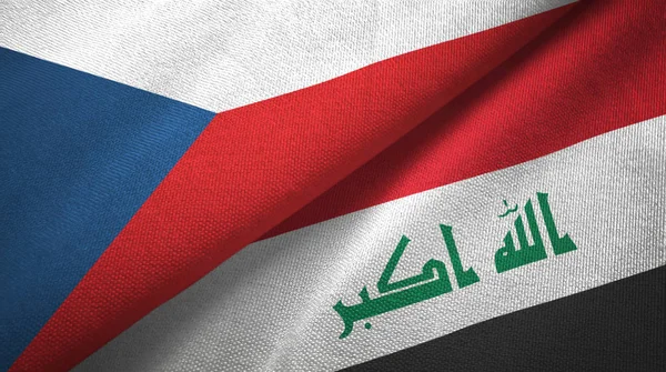 捷克共和国和伊拉克两面旗帜纺织布 — 图库照片