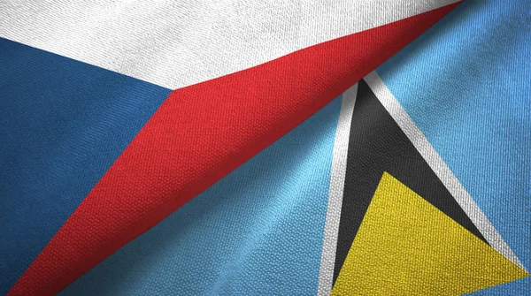 República Checa y Santa Lucía dos banderas tela textil, textura de la tela —  Fotos de Stock