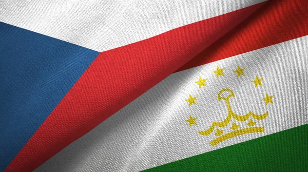 República Checa y Tayikistán dos banderas tela textil, textura de la tela — Foto de Stock
