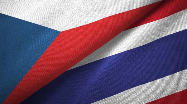 República Checa y Tailandia dos banderas tela textil, textura de la tela — Foto de Stock