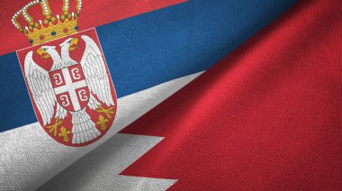 Sırbistan ve Bahreyn iki bayrak tekstil kumaş, kumaş doku 