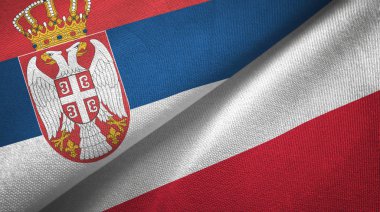 Sırbistan ve Polonya iki bayrak tekstil kumaş, kumaş doku