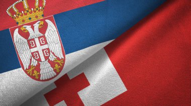 Sırbistan ve Tonga iki bayrak tekstil kumaş, kumaş doku