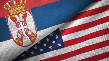 Sırbistan ve ABD'de iki bayrak tekstil kumaş, kumaş doku