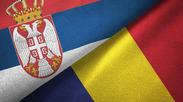 Serbia and Chad two flags textile cloth, fabric texture — Stock Photo, Image