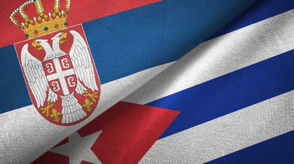 세르비아와 쿠바 두 플래그 직물 천, 직물 질감 — 스톡 사진