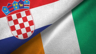 Hırvatistan ve Fildişi Sahili Fildişi sahili iki bayraklar tekstil kumaş doku 